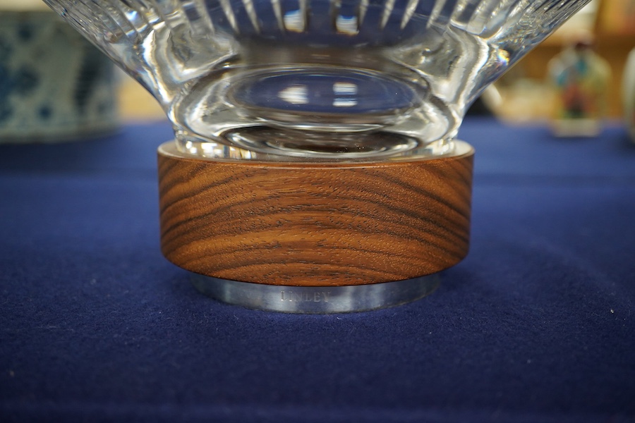 David Linley (British, B. 1961), a glass bowl with turned wood base, 24.5cm diameter